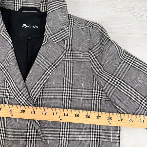 Madewell Caldwell Double-Breasted Blazer in Menswear Plaid Women Size XS Gray - Picture 14 of 16
